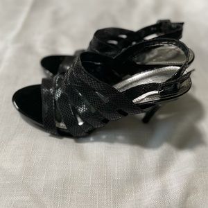 Impo Stiletto Strapped Heels Shoes Size 9 Black/open toe